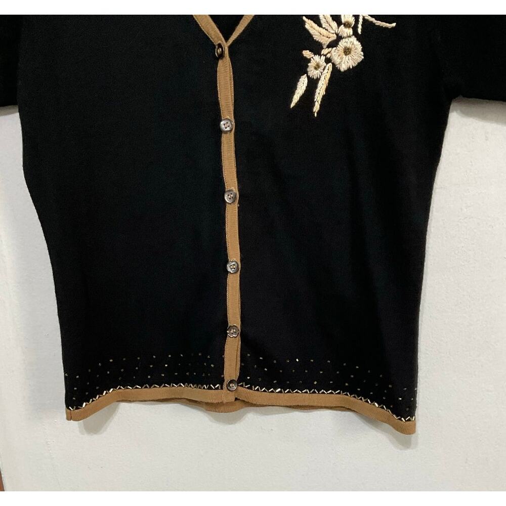 VTG Nina Piccalino Button Up Embroidered Cardigan Women's Size 8 Medium Beaded - Picture 5 of 6